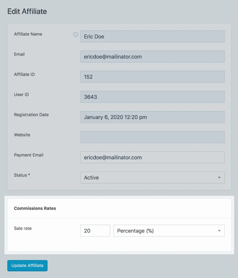 SliceWP Add-On - Affiliate Commission Rates