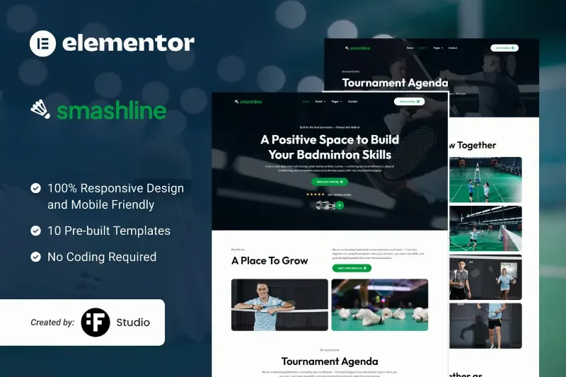 Smashline – Badminton Club & Academy Elementor Template Kit