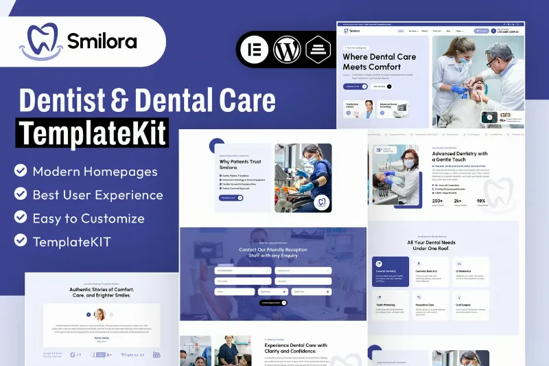 Smilora - Dentist & Dental Care Elementor Template Kit