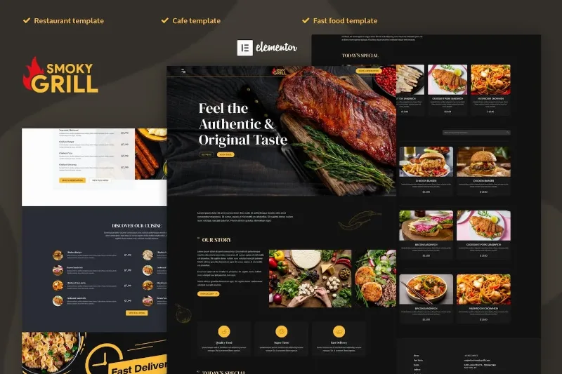 Smoky Grill – Restaurant & Cafe Elementor Pro Template