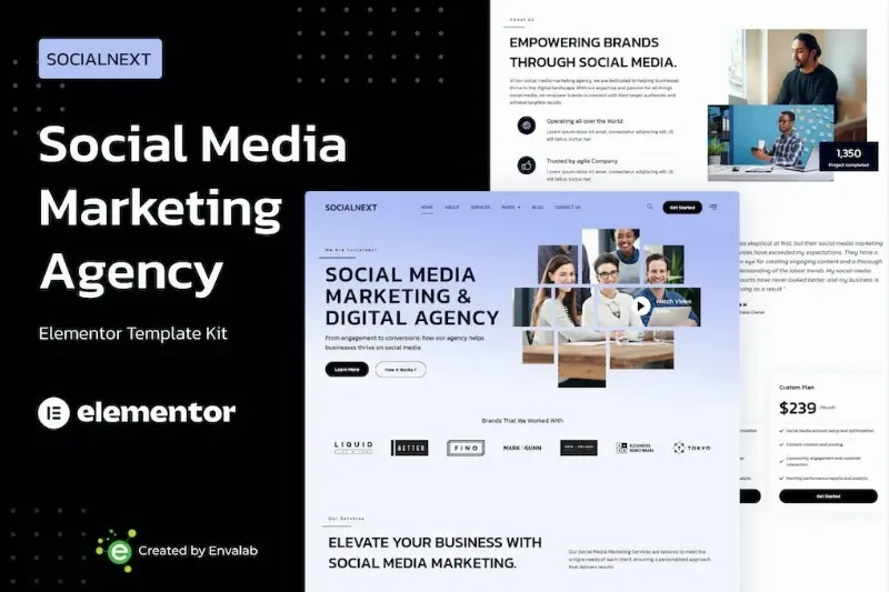 Socialnext – Social Media Marketing Agency Elementor Pro Template