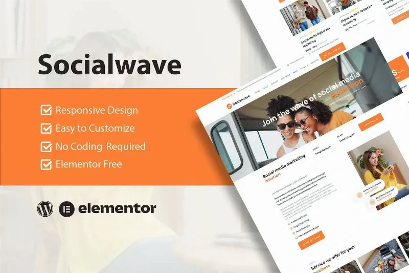 SocialWave – Social Media & Digital Marketing Service Elementor Template