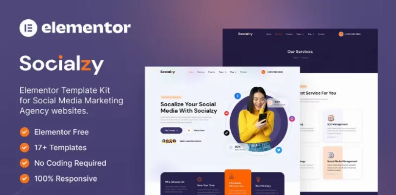 Socialzy – Social Media Marketing Agency Elementor Template
