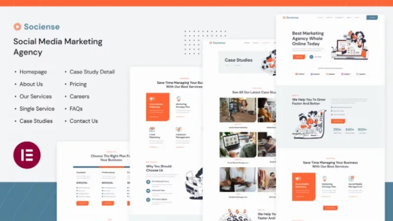 Socience | Social Media Marketing Agency Elementor Template