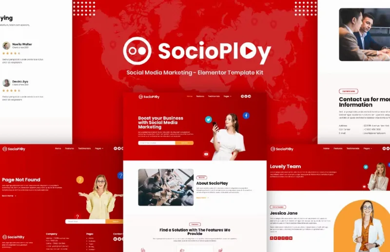 Socioplay – Social Media Marketing Elementor Template