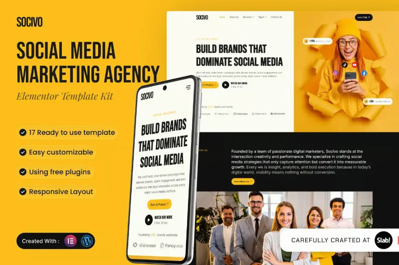 Socivo - Social Media Marketing Agency Elementor Template Kit
