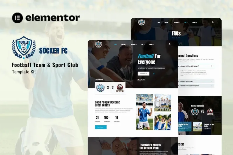 Socker – Football Team & Sports Club Elementor Template
