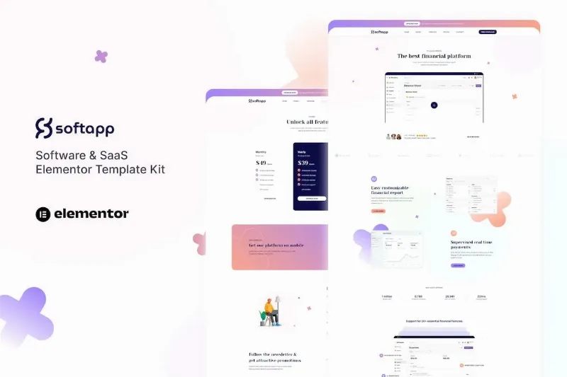 Softapp – Software & SaaS Elementor Template