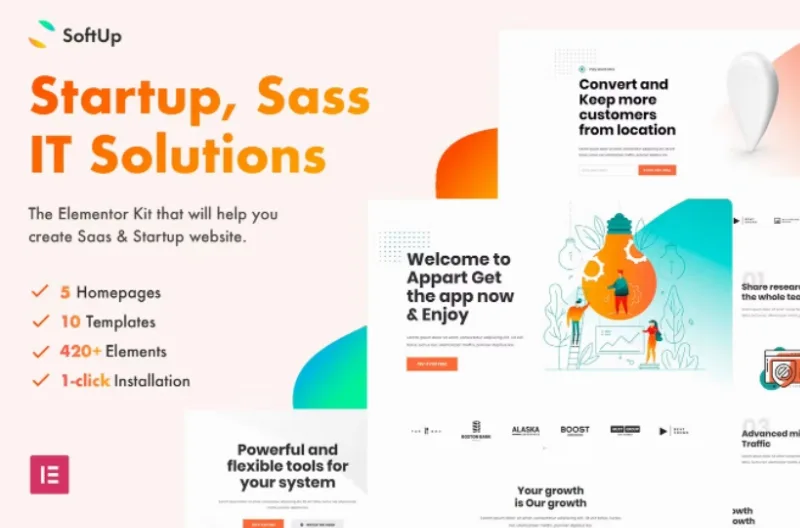 SoftUp – Saas & Startup Elementor Template