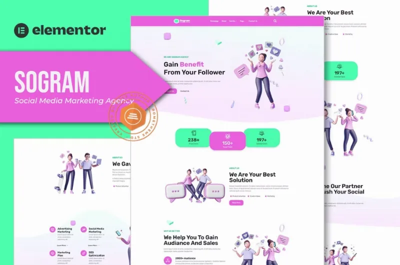 Sogram – Social Media Marketing Agency Elementor Template