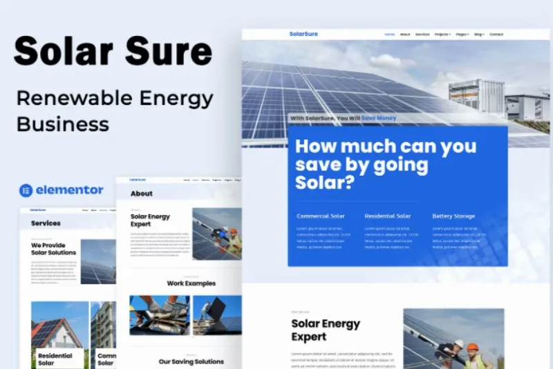Solar Sure – Renewable Energy Business – Elementor Template