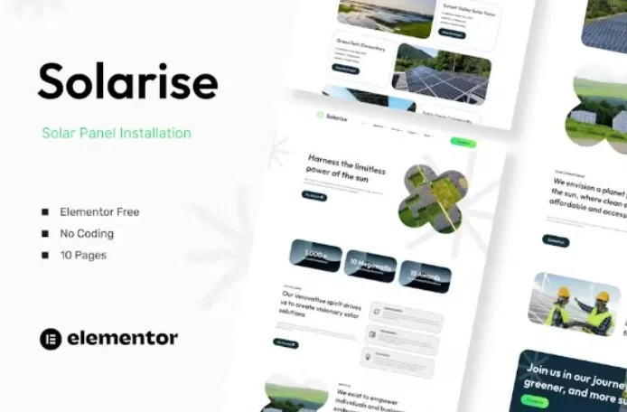 Solarise – Solar Panel Installation Elementor Template