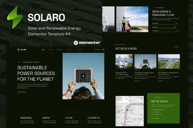 Solaro – Solar & Renewable Energy Elementor Template