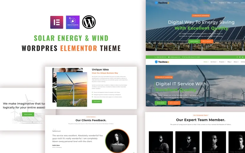 Solarwind – Solar Energy and Wind WordPress Elementor Theme WordPress Theme