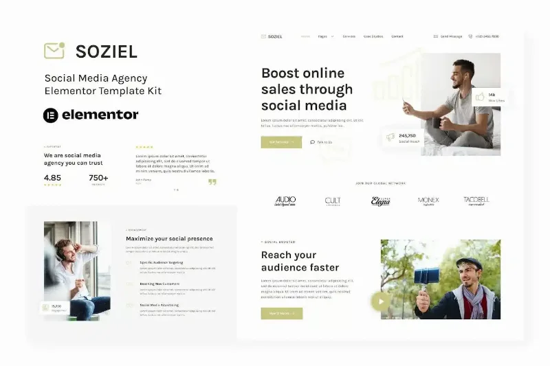 Soziel – Social Media Agency Elementor Template Kit