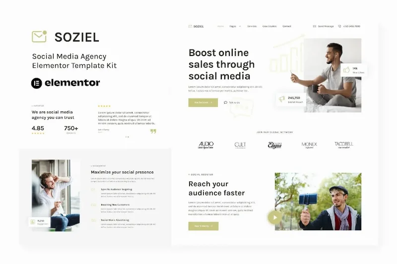Soziel – Social Media Agency Elementor Template