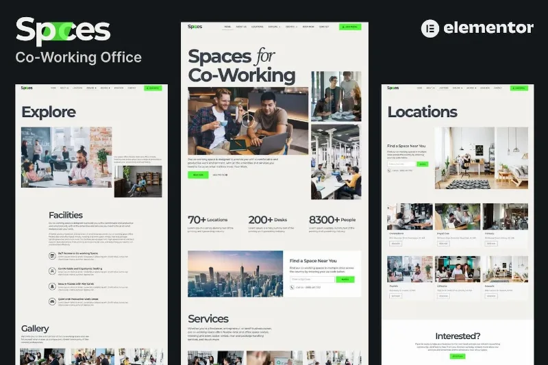 Spaces – Co-Working Elementor Pro Template