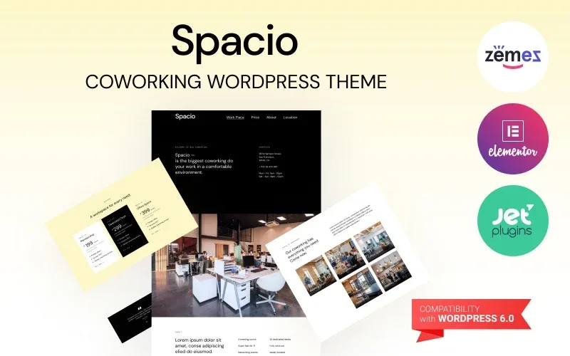 Spacio – Coworking WordPress Theme to Unite Workers