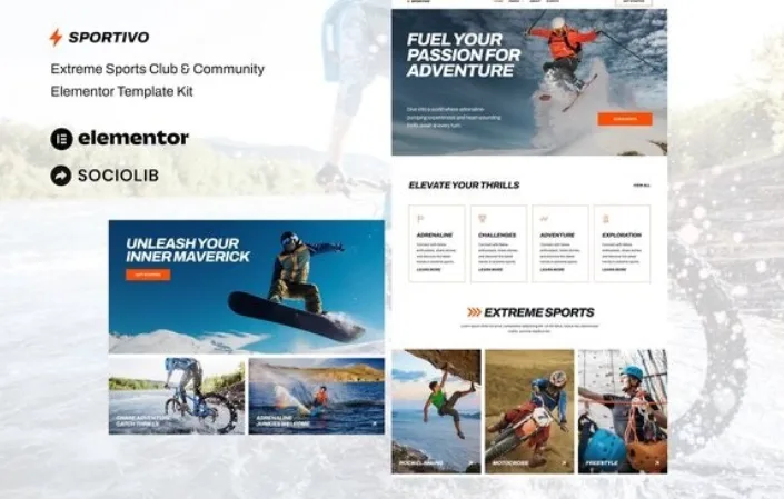 Sportivo – Extreme Sports Club & Community Elementor Template