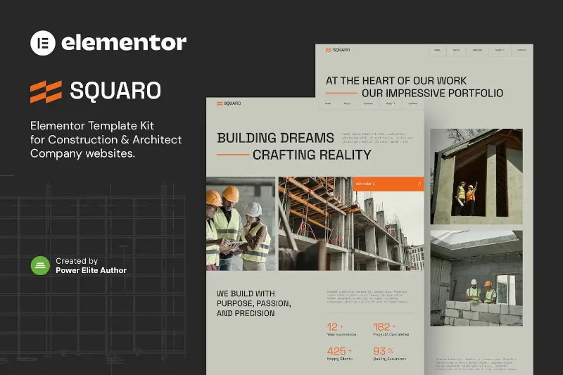 Squaro – Modern Construction & Architect Elementor Template