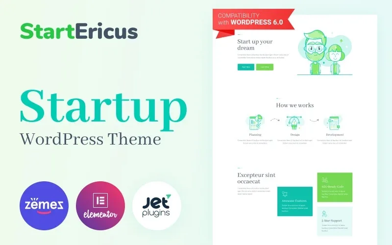 StartEricus – Clean and Minimalistic Startup Landing Page WordPress Theme