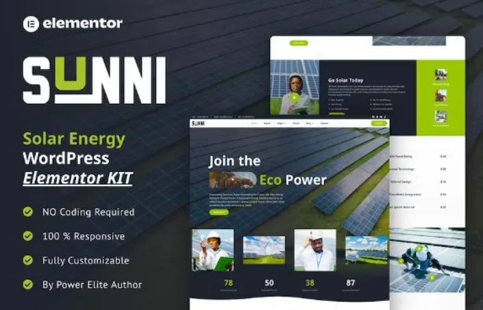 Sunni – Solar Energy Elementor Template