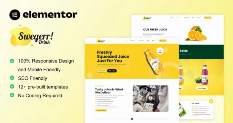 Swegerr – Juice & Fresh Drink Elementor Template