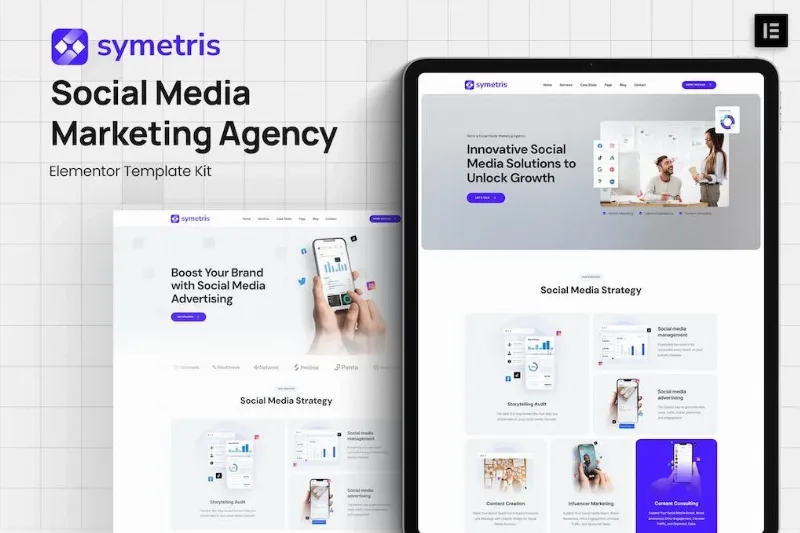 Symetris – Social Media Marketing Agency Elementor Template