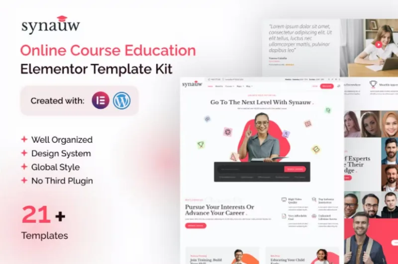 Synauw Online Course Education Elementor Template