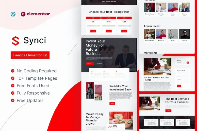 Synci – Finance Elementor Pro Template