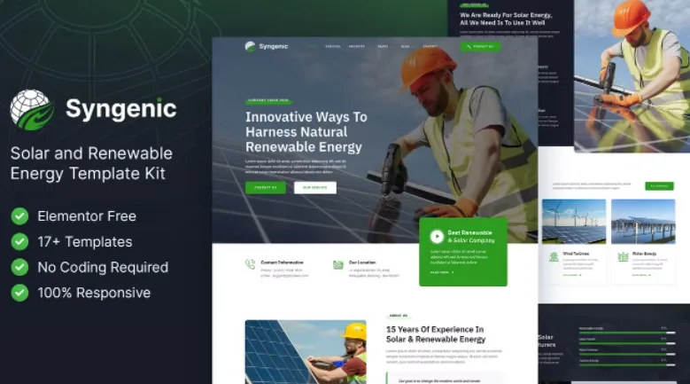 Syngenic – Solar & Renewable Energy Elementor Template