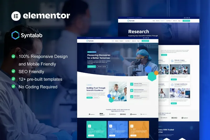 SyntaLab - Science Research & Laboratory Elementor Template Kit
