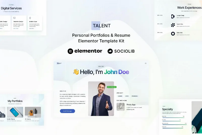 Talent – Personal Portfolios & Resume Elementor Template