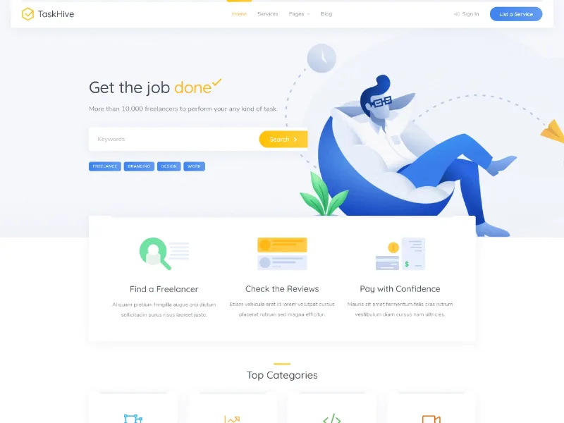 TaskHive – Freelance Marketplace WordPress Theme