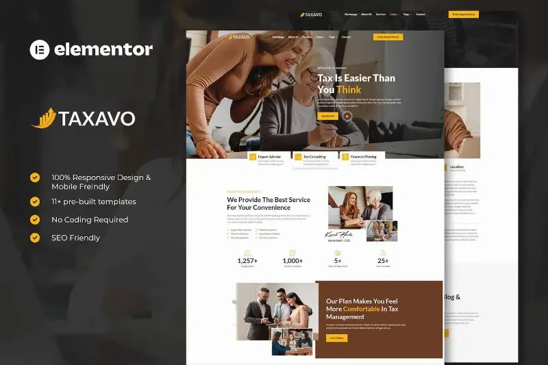 Taxavo – Tax Advisor & Financial Consulting Elementor Template Kit