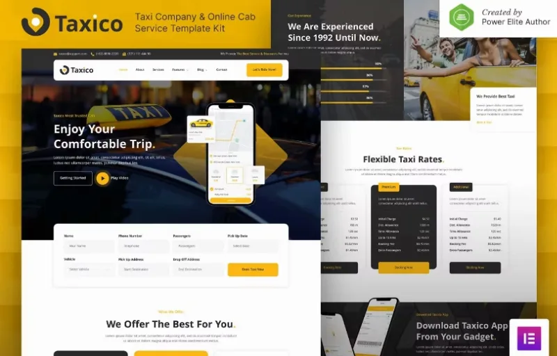 Taxico – Taxi Company & Online Cab Service Elementor Template