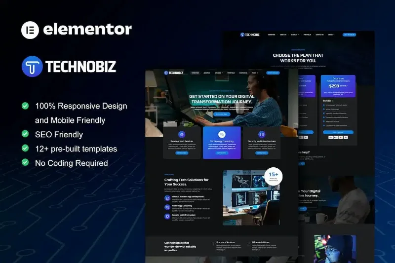 TechnoBiz – IT Solutions & Services Elementor Pro Template Kit
