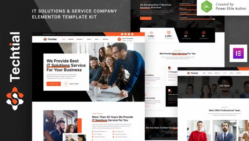 Techtial – IT Solutions & Services Company Elementor Template