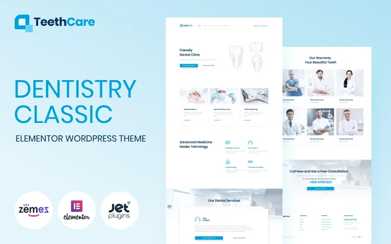TeethCare – Dentistry Classic WordPress Elementor Theme WordPress Theme