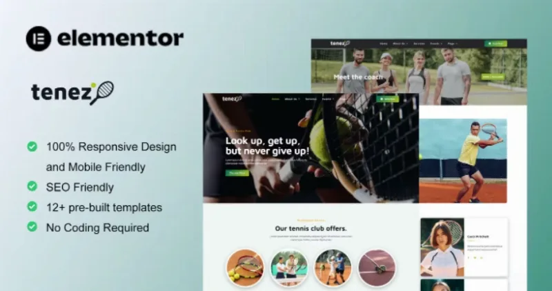 Tenez – Tennis School & Club Elementor Template