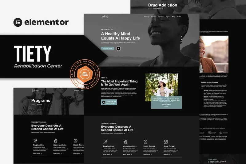 Tiety – Addiction Recovery and Rehabilitation Center Elementor Template