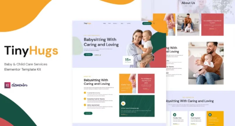 Tiny Hugs – Baby & Child Care Services Elementor Template