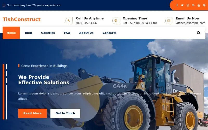 TishConstruct – Construction Company WordPress Theme