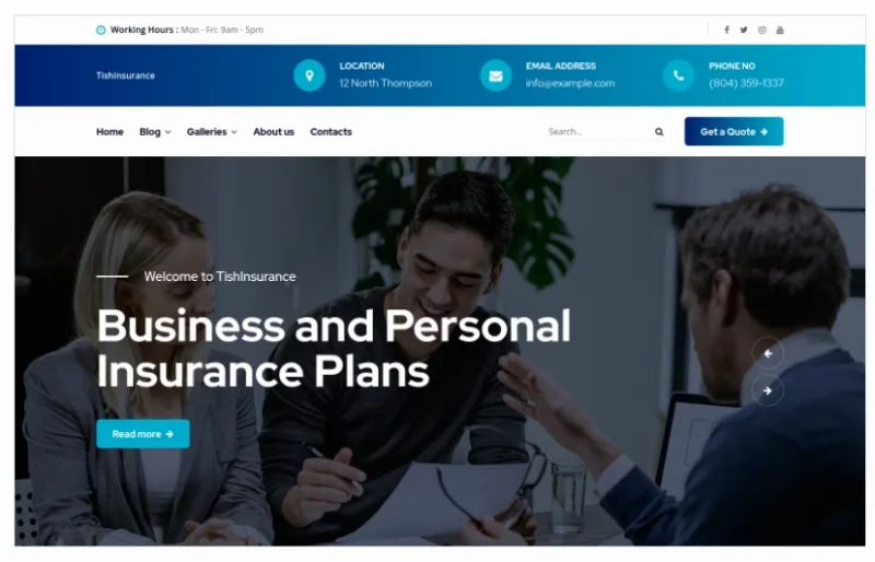 TishInsurance – Insurance Company WordPress Theme