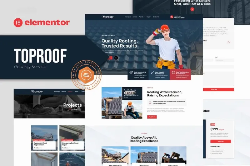 Toproof – Roofing Service Elementor Template