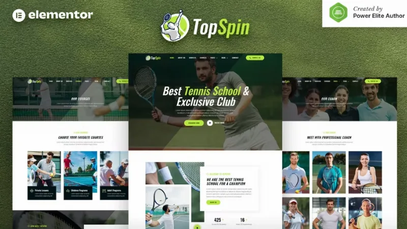 TopSpin – Tennis School & Sports Club Elementor Template