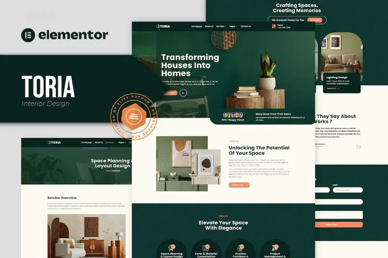 Toria – Interior Design Elementor Template
