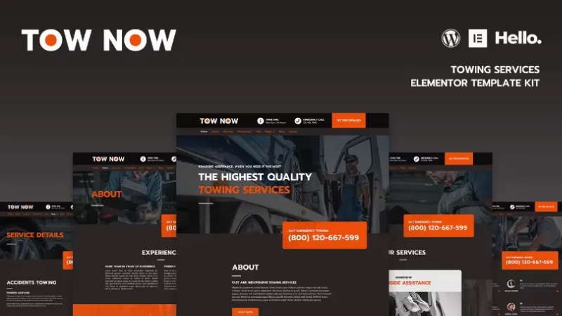 Tow Now – Towing Services Elementor Template