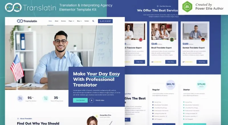 Translatin – Translation Services & Interpreting Agency Elementor Template