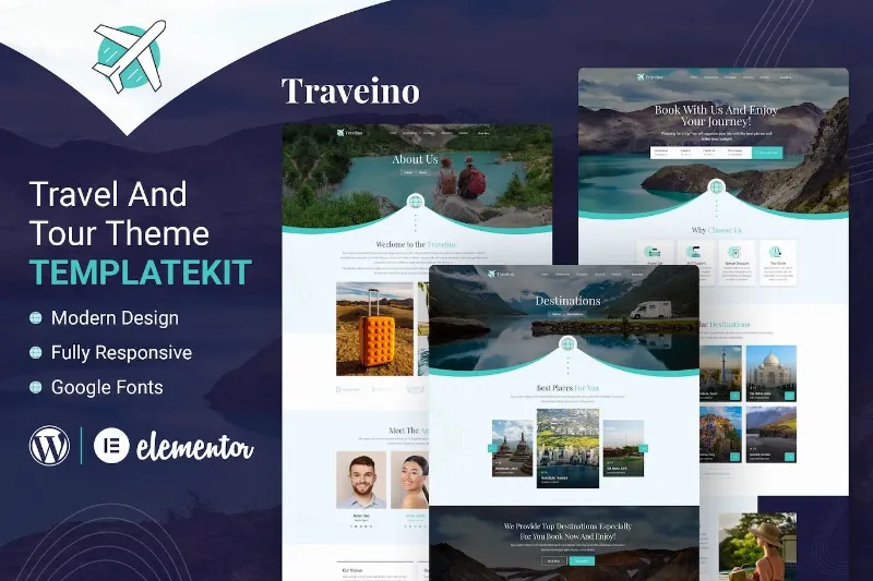 Traveino – Travel Agency Elementor Template
